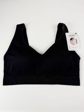 Jockey Seamfree Bralette Womens Large Black Back Smoothing Microfiber NWT